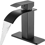 Ryuwanku Badezimmer-Wasserhahn, mattschwarz, moderner Wasserfall-Wasserhahn mit einem Griff, geeignet…