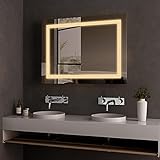 KOBEST Wandspiegel Spiegel mit Beleuchtung LED Spiegel 80x60cm Badspiegel Warmweiß Lichtspiegel 3000K