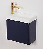 Quentis Badmöbel Gäste-WC Set Faros 40 cm, Waschbecken mit Unterschrank (blau matt)