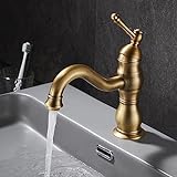 kisimixer Wasserhahn Bad Antik Bronze, 360° Schwenkbar Armatur Waschbecken für Bad, Einhebel Mischbatterie…