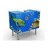 Apalis Waschbeckenunterschrank - Underwater Lights - Badschrank Blau, Größe: 55cm x 60cm