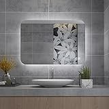 MIQU Badspiegel LED 70 x 50 cm Badezimmerspiegel mit Beleuchtung 3 Dimmbar Lichtspiegel Wandspiegel…