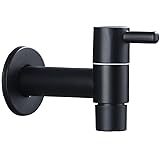BINLUO Wall Mounted Sink Tap, Black Mop Pool Tap, Bathroom Cold Water Tap, Retro Sink Tap for Balcony,…