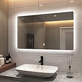 S'AFIELINA LED Badspiegel Wandspiegel 100 x 60 cm Badezimmer Spiegel mit Beleuchtung kaltweiß 6500K Lichtspiegel mit Touchschalter IP44 Energiesparend A++