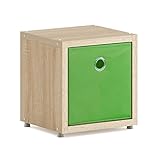 REGALRAUM Regalwürfel Boon + Aufbewahrungsbox SOFTBOX | Set | 38x40x33 cm (LxHxT)- Eiche Vintage/grün