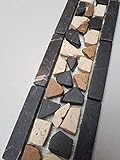 Mosaik Bordüre Naturstein Borde 30x7,5 cm Sockelleiste Bruch Fliesen Braun Creme Beige B228