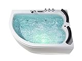 XXL Whirlpool Badewanne Palermo RECHTS Doppelwanne mit 15 Massage Düsen LED Unterwasser Beleuchtung…
