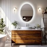 LUVODI Badezimmerspiegel mit Led Beleuchtung: Oval Badspiegel 50x70 cm Spiegel Wandspiegel Lichtspiegel…