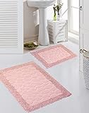Teppich-Traum Badezimmerteppich Set 2 teilig • waschbar • Steinoptik in rosa, Größe 50x60cm + 60x100…