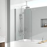 EMKE 120x140cm Duschwand für Badewanne Duschtrennwand Faltwand Duschabtrennung Badewannenaufsatz NANO…