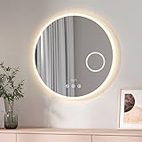 EMKE LED-Spiegel für Badezimmer, rund, 70 cm, Acrylrahmen, Badezimmerspiegel mit Touchscreen, beschlagfrei,…