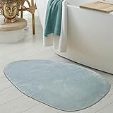 Teppich-Traum Waschbare Badezimmer Duschvorleger-Teppiche • rutschfest & schön weich • in blau, 80x120…