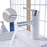 Homelody 360° drehbar Auslauf Wasserhahn Bad Armatur weiss Chrom Mischbatterie Waschtischarmatur Badarmatur…