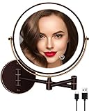 Wiederaufladbarer beleuchteter Make-up-Spiegel, 20.3 cm, Wandmontage, Make-up-Spiegel, doppelseitig,…