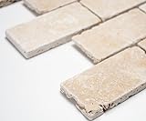Mosaik Brick INULA Chiaro Antique Travertin Naturstein Küche, Mosaikstein Format: 48x100x10 mm, Bogengröße:…