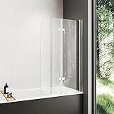 Meykoers Duschwand Badewannenaufsatz 100x140cm Faltwand für Badewanne, Duschabtrennung faltbar aus 6mm…