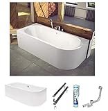 ECOLAM Badewanne Avita 150x75 cm Schürze | Wanne für Zwei Personen | Eckwanne Modern Design | Eckbadewanne…
