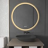 furduzz 700 mm runder Badezimmerspiegel mit Lichtern, Wandmontage, LED-Badezimmerspiegel, beleuchteter…