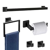 Dorudon atrox 5-teiliges Badezimmer-Hardware-Set, schwarzes Handtuchhalter-Set, mattschwarz, Badezimmer-Hardware-Zubehör-Set…