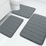 Buganda Badezimmerteppich-Set aus Memory-Schaum, dick, weich, saugfähig, rutschfest, waschbar, klein/groß/groß,…
