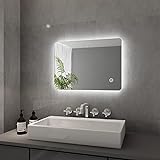 SONNI Badspiegel mit Beleuchtung 50x70 cm LED Spiegel Badezimmer mit Touch Schalter Spiegel Bad mit Beleuchtung kaltweiß IP44