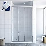 AQUABATOS® 120 x 195 cm Schiebetür Dusche 3 teilig Duschtür Dreiteilige Gleittür in Nische Nischenschiebetür…