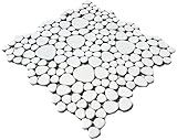 Keramiksteine Kieselmosaik Drops weiß glänzend Mosaiksteine Duschboden Duschwand 12-0102/1 Mosaikmatte