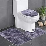 3 Stück Bad Teppiche Set Weiche, rutschfeste Toilettendeckelabdeckung Badematte Kontur Teppich Home…