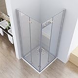 Duschkabine Eckeinstieg Dusche Falttür 180º Duschwand Duschabtrennung NANO Glas (120x75x197cm / ohne…