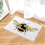 Wilde Tiere Biene mit Gänseblümchen Badezimmer Teppich Badematte Bauernhaus Modern Vogel Biene Garten…