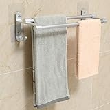 Hawsam Doppel Handtuchhalter für Badezimmer Ohne Bohren - Aluminium Selbstklebend Handtuchstange mit…
