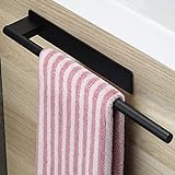 KROCEO Handtuchhalter ohne Bohren Handtuchring Edelstahl Wand für Badezimmer Küche, Schwarz Matt 39CM