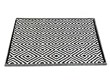 CB Home & Style Outdoor Teppich Raute Indoor Camping Terasse Balkon (120 x 180 cm, Schwarz)