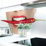 Küchenrückwand Chilli Mund Premium Hart-PVC 0,4 mm selbstklebend - Direkt auf die Fliesen, Größe:Materialprobe…