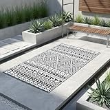 Jet-Line Outdoor Kunststoffteppich Scarlett 150x240cm Schwarz Garten Teppich Terrasse Balkon Wetterfest