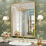 Brightify Goldfarbener Badezimmerspiegel für Wand, 50,8 x 71,1 cm, rechteckiger Metallrahmen, goldener…