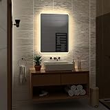 Alasta Spiegel | Osaka Badspiegel 100x190cm mit LED Beleuchtung | LED Farbe Weiß Warm | Design Badspiegel