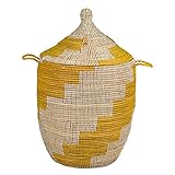 Traditioneller afrikanischer Wäschekorb - XXL Korb - geflochten - Handarbeit - made in Afrika - Höhe ca. 90 cm (gelb)