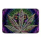 Loussiesd Marihuana Weed Badematte 40x60cm rutschfest Badezimmerteppich Cannabisblätter Wasser absorbierender…