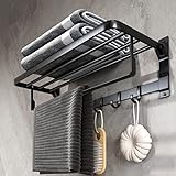 LUXSAMG Badezimmer-Handtuchhalter aus Aluminium mit Regal, Wandhalterung, Handtuchhalterung, doppelt…
