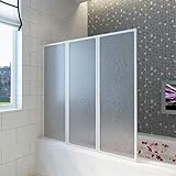 Duschwand für Badewanne, 3 Türen Faltbar Aluminium Duschabtrennung Duschwand, 141 x 132 cm