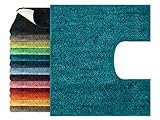 npluseins Mikrofaser Badteppich - viele Farben & Größen 800.1026, Petrol, 50 x 45 cm mit Ausschnitt