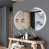 Alasta Spiegel | Baltimore Badspiegel 120x50cm mit LED Beleuchtung | LED Farbe Weiß Kalt | LED Spiegel