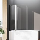 Duschwand für Badewanne 90 x 140 cm Duschabtrennung mit Stabilisierungsstange Sicherheitsglas Faltwand…
