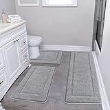 Pauwer Weich Badezimmerteppich Set 3 Teilig rutschfest Waschbare Badteppich Badvorleger und Toilettenmatte…