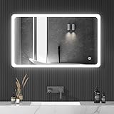 HY-RWML Badspiegel 60x100cm Beleuchtung 3 Lichtfarbe LED Spiegel Wandspiegel Touch Schalter Badezimmerspiegel…