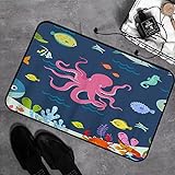 Memory Foam Badezimmer- 40 x 60 cm,Octopus Cartoon Underwater Sea Animal Fish Deep Ocean Turtle Shrimp…