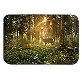 A.Monamour rutschfest Saugfähig Badematte Sonnenschein In Eine Märchenhafte Wald Hirsch Tier Natur Landschaft…