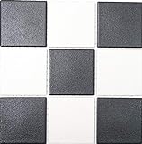 Mosaik Fliese Wand Boden Keramik Schachbrett Schwarz Weiß Duschtasse RUTSCHSICHER RUTSCHHEMMEND - MOS22-0304-R10