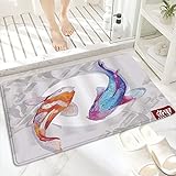 Badematte, rutschfest Waschbar Badezimmerteppich 60x100 cm,Chinesischer Tintenfisch im asiatischen Stil…